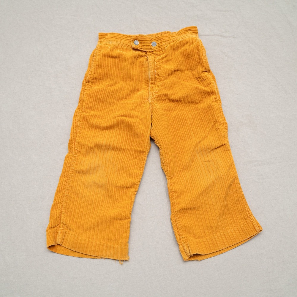 Vintage 70s Gold Buster Brown Cotton Corduroy Baby Pants 29-32lb Talon‎ Ziper